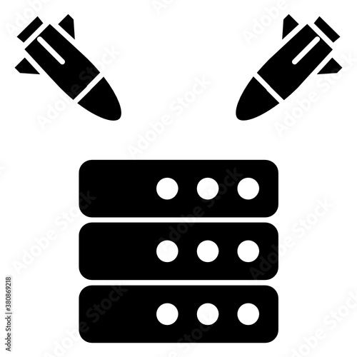 Ddos Vector Icon Design, Cyber Attack On Server Cocnept, Data Center and Web Hosting Symbol on White background  