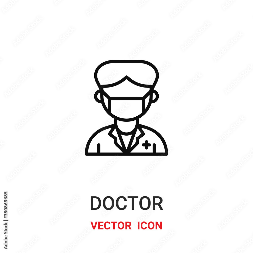 Doctor vector icon. Modern, simple flat vector illustration for website or mobile app.Doctor symbol, logo illustration. Pixel perfect vector graphics	