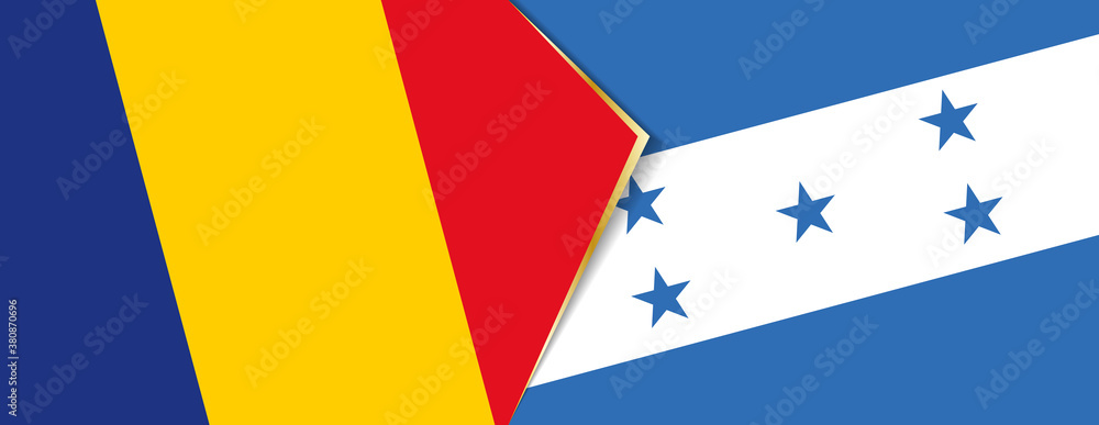 Romania and Honduras flags, two vector flags. Romania and Honduras flags, two vector flags.