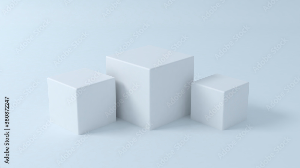 white three cube podium platform.3d illustration light and shadow white three cube podium platform.3d illustration light and shadow