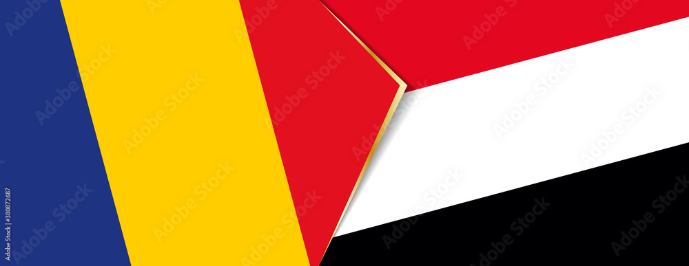 Romania and Yemen flags, two vector flags. Romania and Yemen flags, two vector flags.