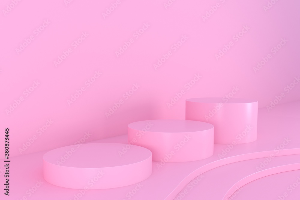 Minimal abstract pink background. Empty podium, pastel color, modern stage, showcase.minimalist mockup for podium display or showcase, 3d rendering. Minimal abstract pink background. Empty podium, pastel color, modern stage, showcase.minimalist mockup for podium display or showcase, 3d rendering.