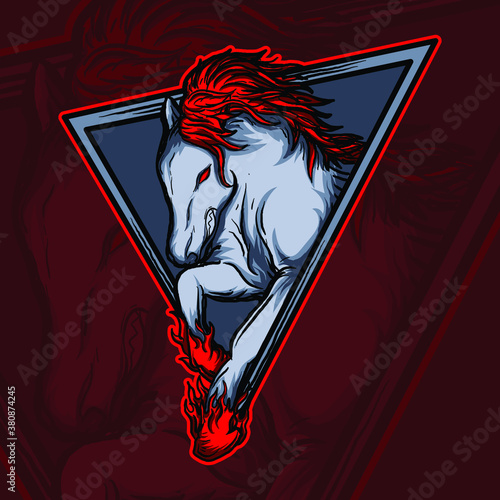artwork illustration and t-shirt design  fire horse logo premium vector