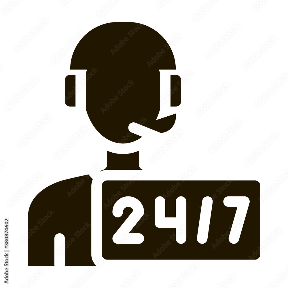 Hotline Man Support Postal Transportation Company Icon Vector . Contour Illustration