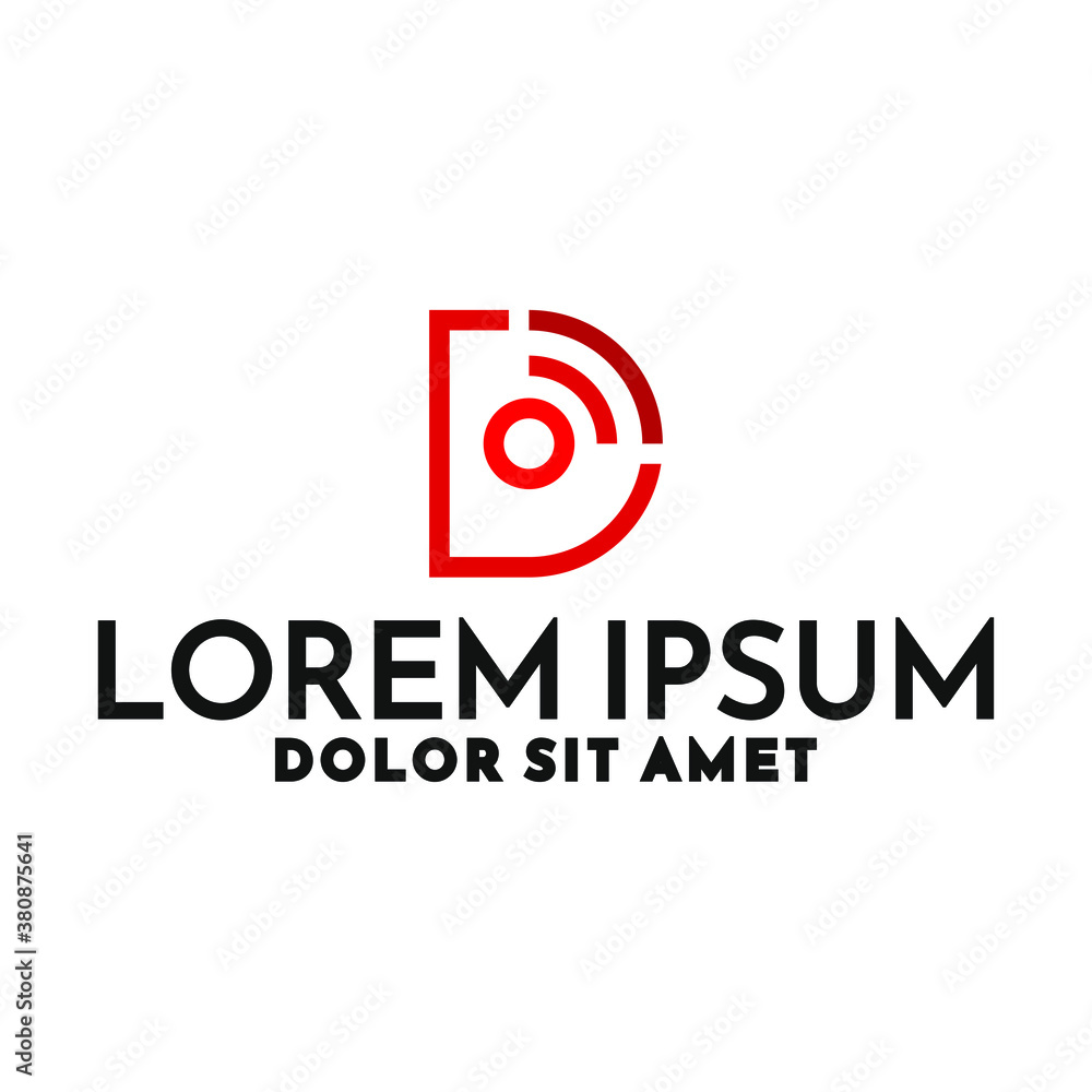 Initial letter D logo template with wifi strength signal illustration in flat design monogram symbol Initial letter D logo template with wifi strength signal illustration in flat design monogram symbol