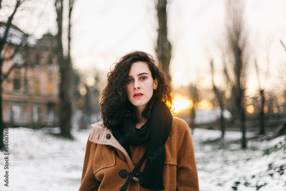 Beautiful brunette woman during the sunset Beautiful brunette woman during the sunset
