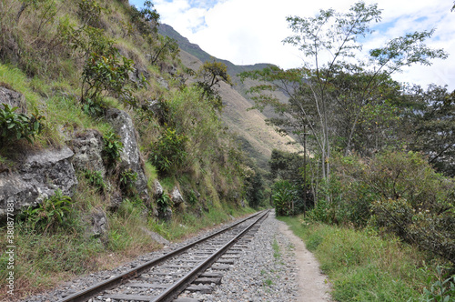Railroad tracks in the jungle near Aguas Calientes, the gateway to Machu Picchu
