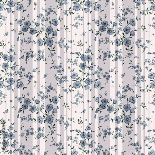 Watercolor seamless hand drawn pattern with beautiful wildflowers