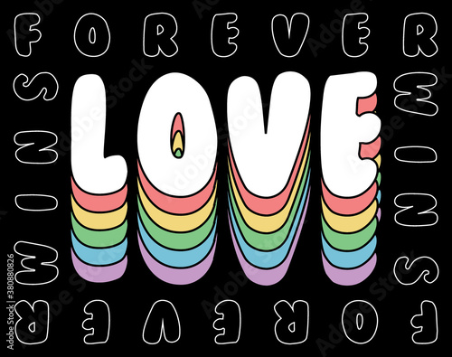 Playful Love Forever Slogan Artwork for Apparel and Other Uses