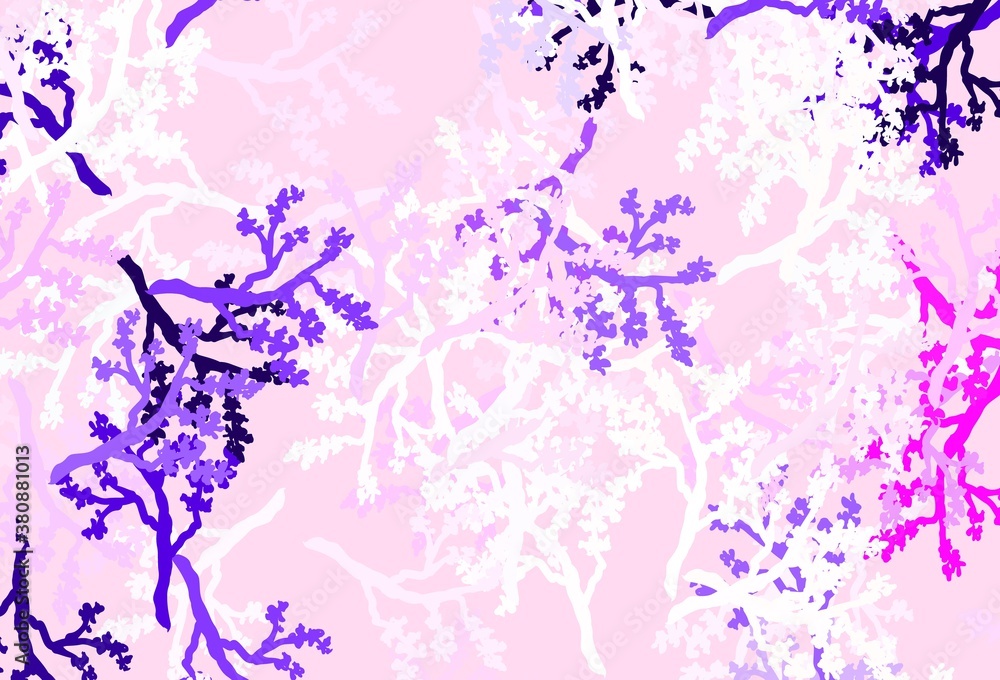Light Purple vector doodle backdrop with sakura.