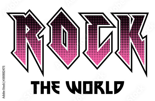 Vector Halftone Rock Slogan Artwork For Apparel and Other Uses