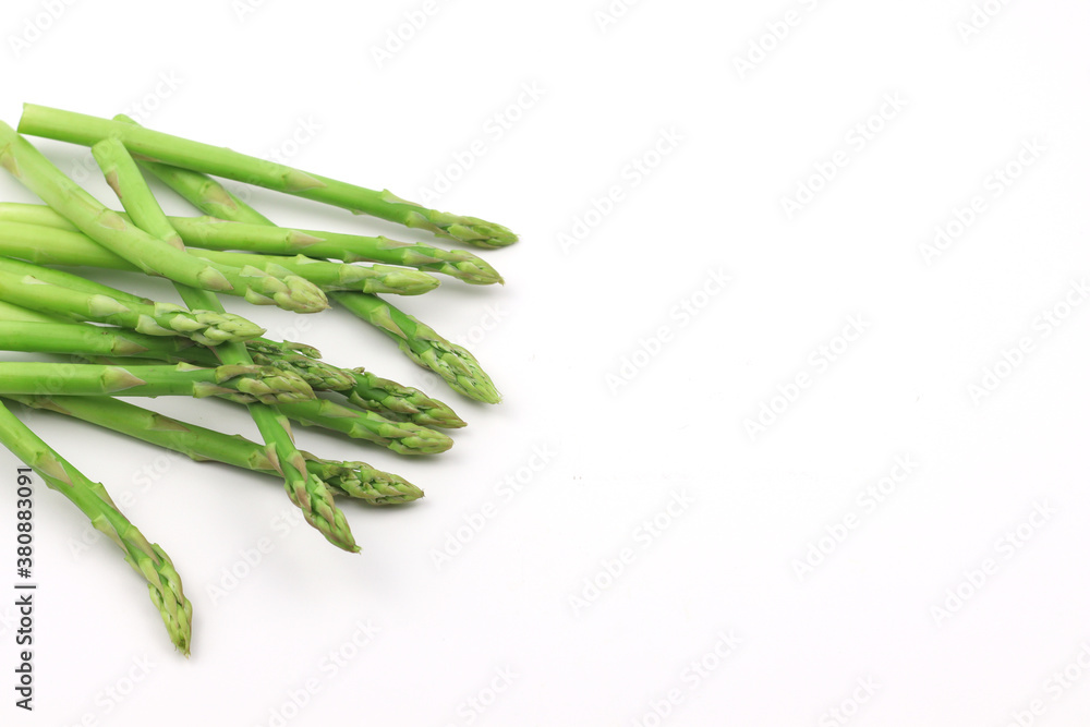 Green asparagus on a white background Green asparagus on a white background