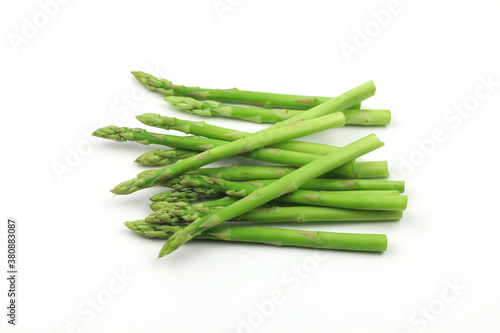 Green asparagus on a white background