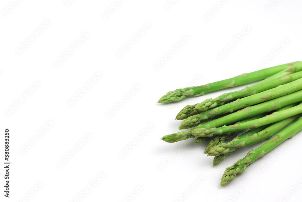 Green asparagus on a white background Green asparagus on a white background