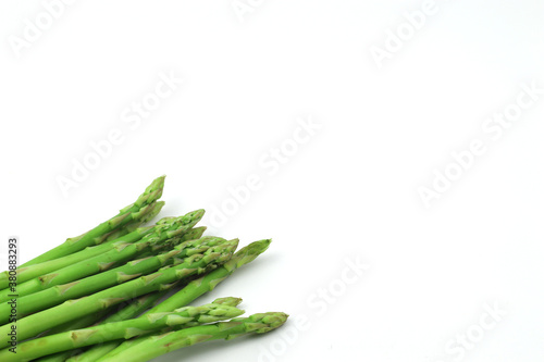 Green asparagus on a white background
