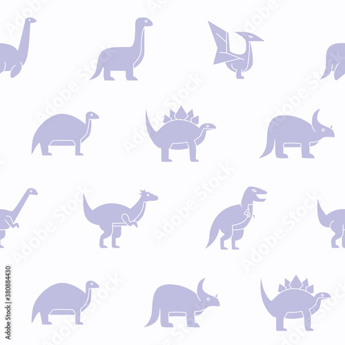 Dinosaurs - Vector background  seamless pattern  of silhouettes triceratops  stegosaurus  tyrannosaurus and other animals of the Jurassic period for graphic design