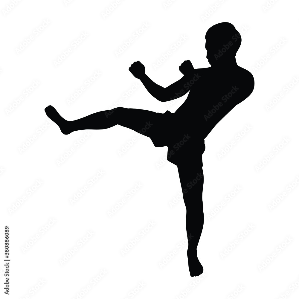 Thai boxer silhouette vector