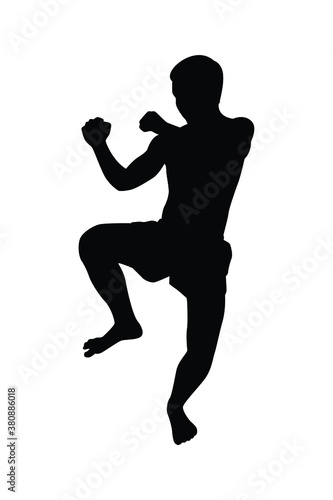 Thai boxer silhouette vector