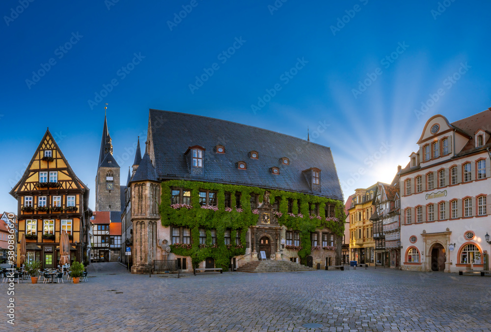 Fototapeta Old Town Hall at the historic City Quedlinburg, Germany