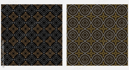 Geometric patterns, background image, wallpaper texture on black background. Vector image.