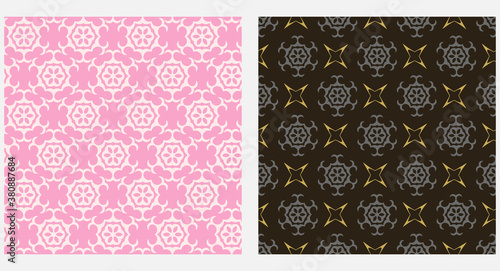 Decorative background pattern. Wallpaper texture. Pink, black  and gray tones. Vector geometric patterns © PETR BABKIN