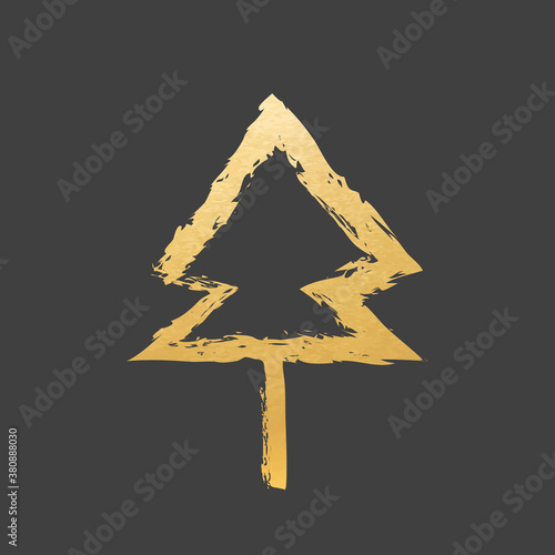 Gold Christmas Tree - Christmas Vector Decoration