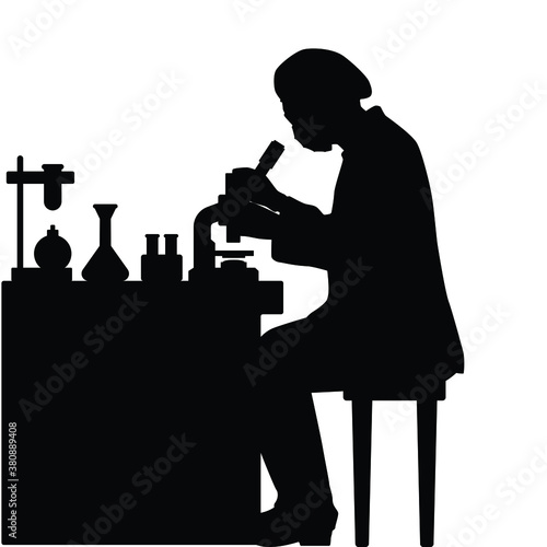 Scientist in lab silhouette vector