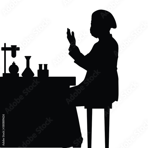 Scientist in lab silhouette vector