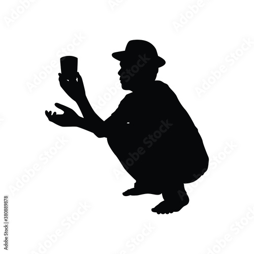 beggar man silhouette vector