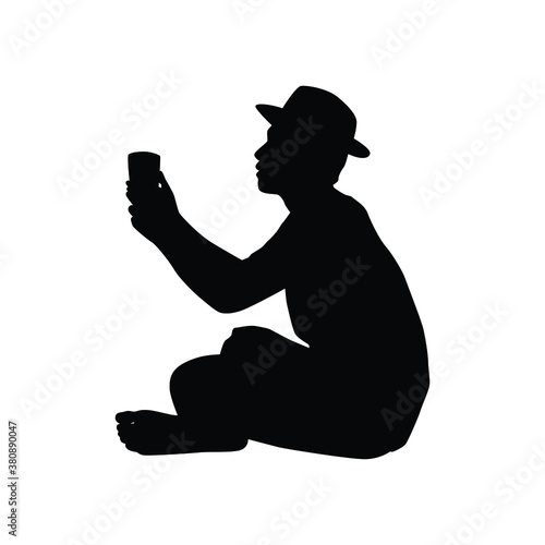 beggar man silhouette vector