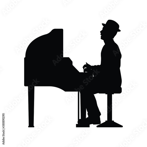 Piano player silhouette vector