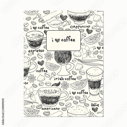 Hand drawn doodle coffee background