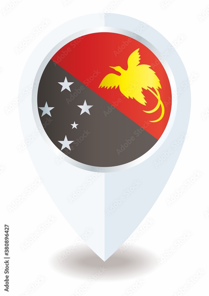 Flag of Papua New Guinea, location icon for Multipurpose, State of Papua New Guinea. Flag of Papua New Guinea, location icon for Multipurpose, State of Papua New Guinea.