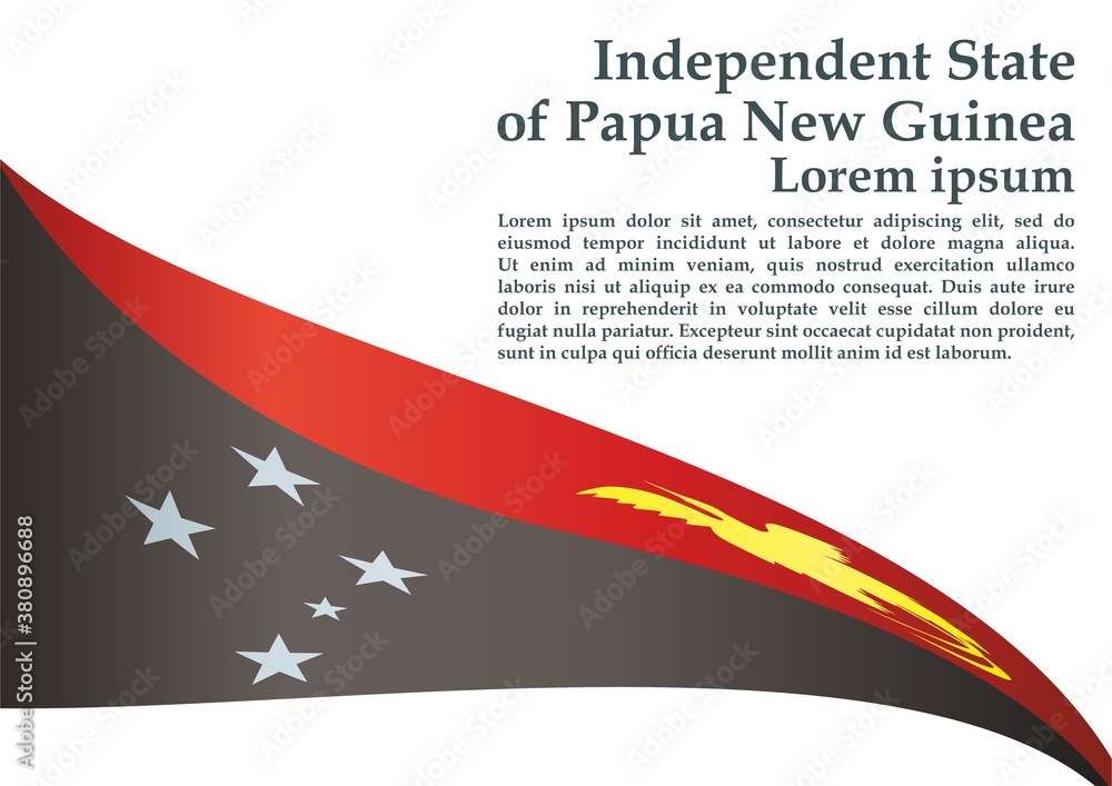 Flag of Papua New Guinea, Independent State of Papua New Guinea. Bright, colorful vector illustration.
