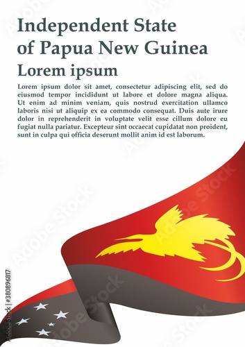 Flag of Papua New Guinea, Independent State of Papua New Guinea. Template for award design, an official document with the flag of Papua New Guinea. Bright, colorful vector illustration.