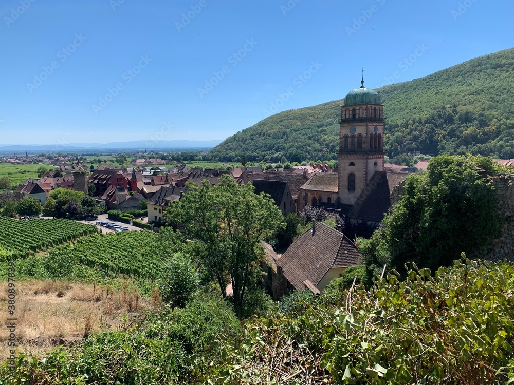 View of the castle of Kaysersberg, Alsace, France