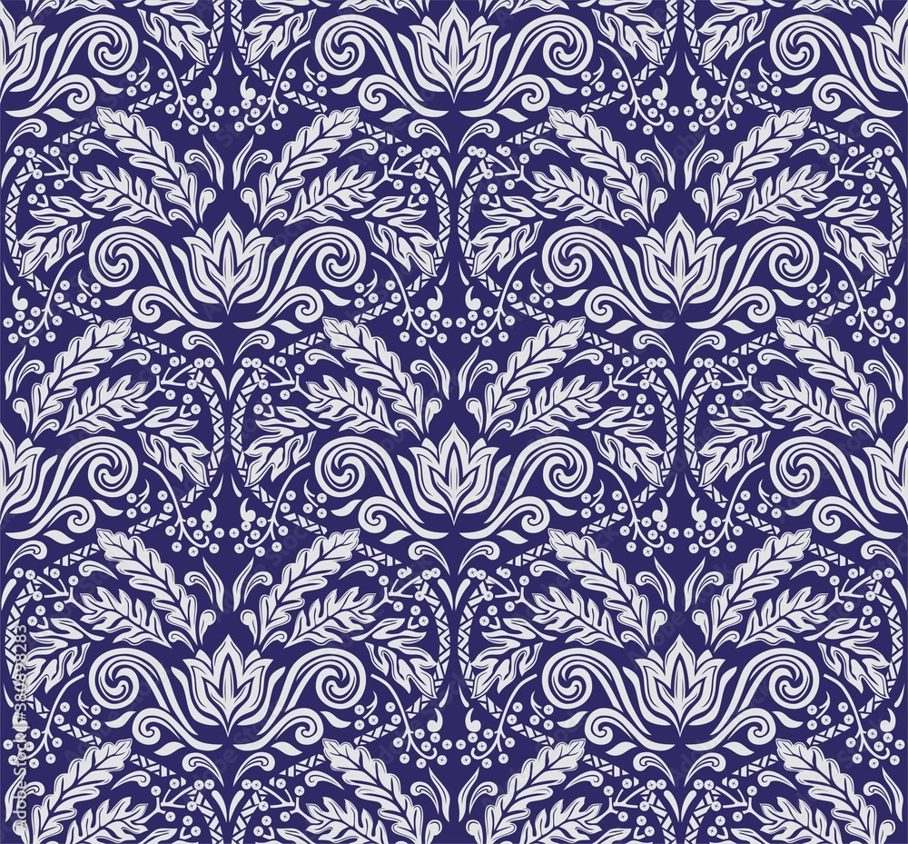 Rich beautiful Royal pattern in Victorian style for furniture decoration, textiles, packaging. Seamless floral pattern.
Rich beautiful Royal pattern in Victorian style for furniture decoration, textiles, packaging. Seamless floral pattern.