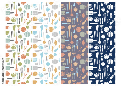 Obraz na plátně Japanese kitchen utensil vector seamless pattern