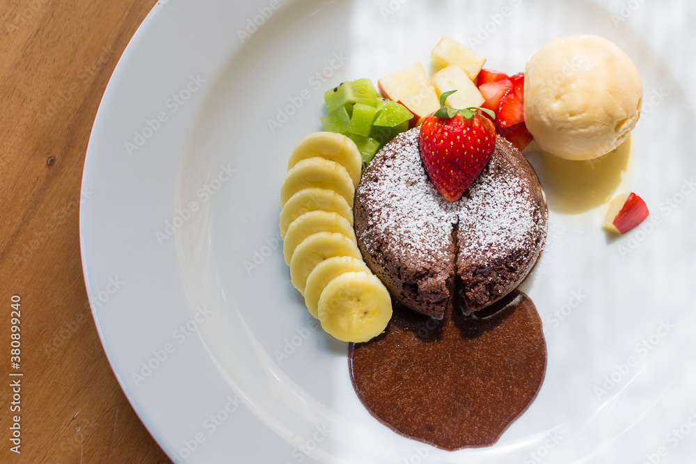 Chocolate Lava Vanilla ice cream with fruit Chocolate Lava Vanilla ice cream with fruit