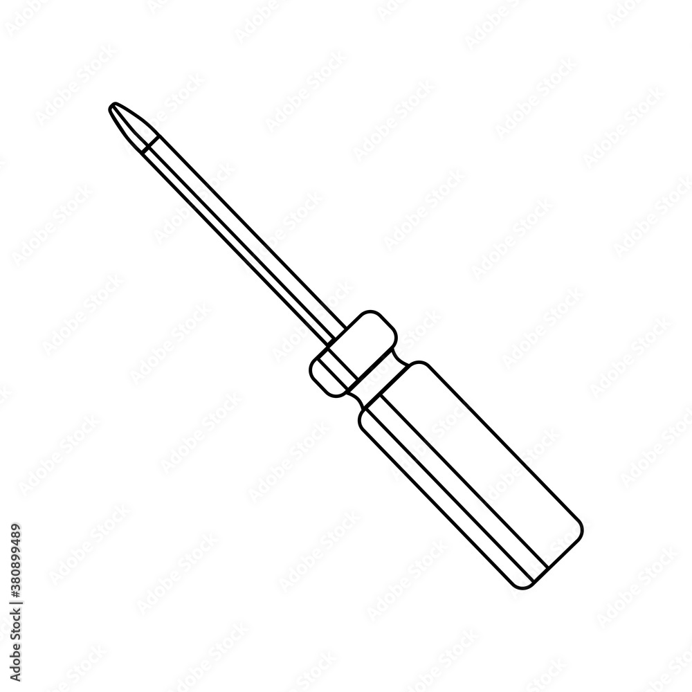 Fototapeta premium Screwdriver icon. White isolated background. Vector illustration.