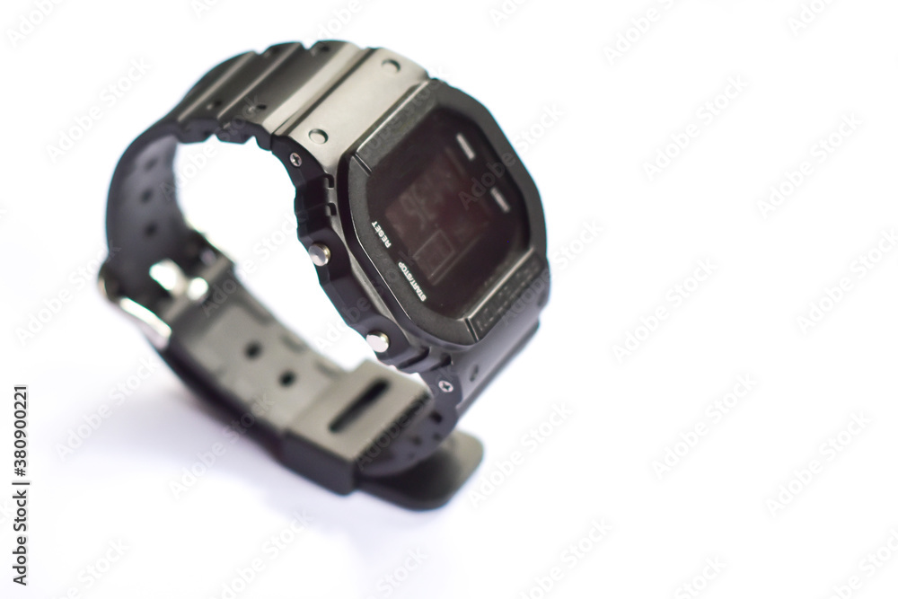 black wrist watch isolated on white background black wrist watch isolated on white background