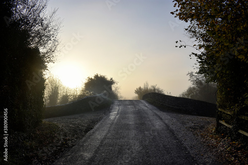 Foggy Fresh Morning at Irish Countryside Landscape