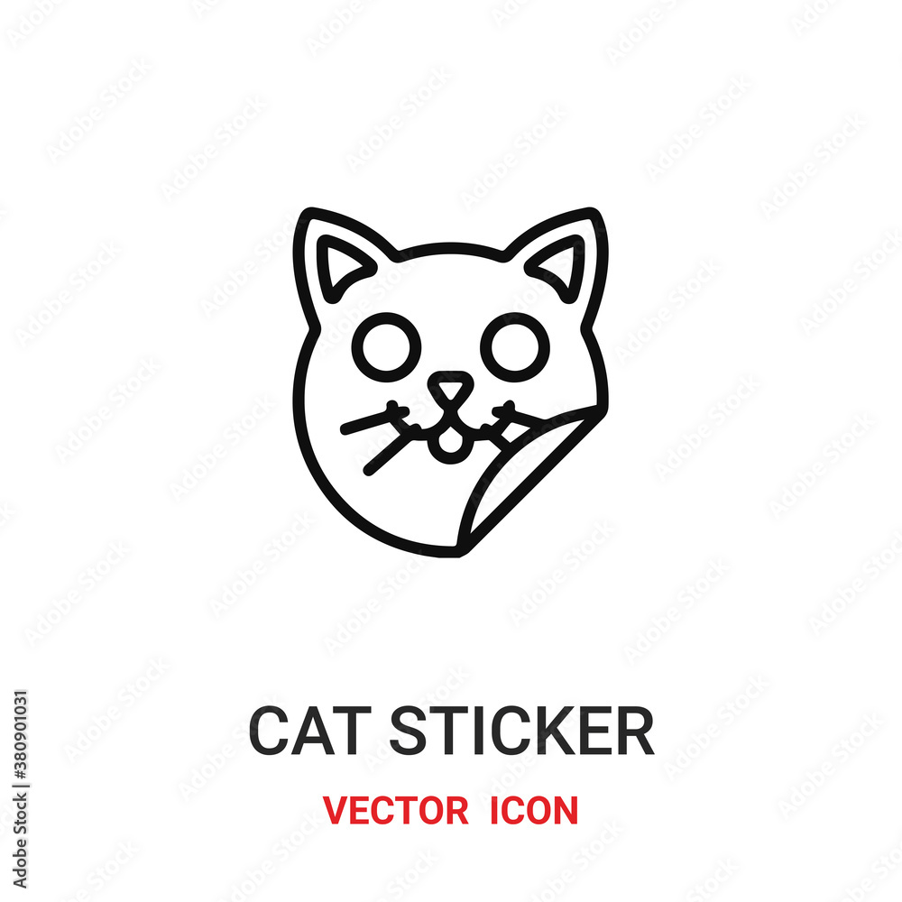 cat sticker icon vector symbol. cat sticker symbol icon vector for your design. Modern outline icon for your website and mobile app design.
