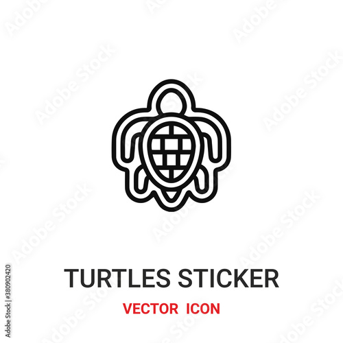 turtles sticker icon vector symbol. turtles sticker symbol icon vector for your design. Modern outline icon for your website and mobile app design.