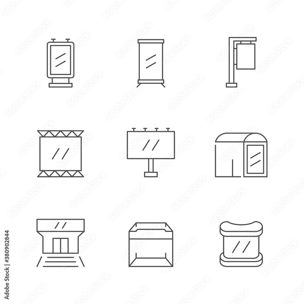 Set line icons of outdoor advertising Set line icons of outdoor advertising