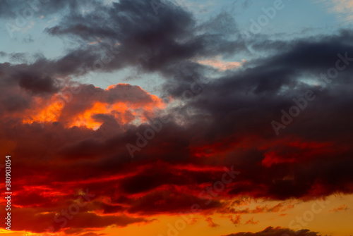 Beautiful sunset. Red clouds in the sky © E.O.