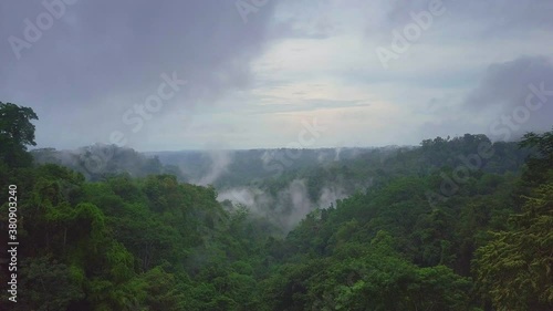 Wallpaper Mural Flying over foggy rainforest in Oso Peninsula, Costa Rica, Aerial Push Torontodigital.ca