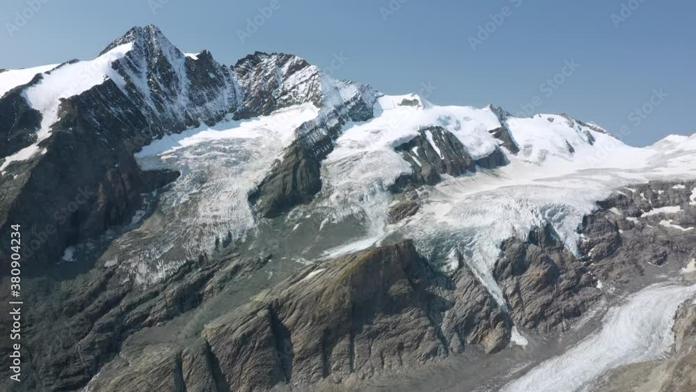 Flying to the famous Grossglockner Glacier, Pasterze, Hohe Tauern, Austrian Alps, Austria Flying to the famous Grossglockner Glacier, Pasterze, Hohe Tauern, Austrian Alps, Austria