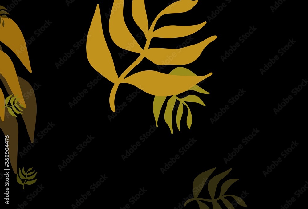 Dark Green, Yellow vector doodle background with leaves. Dark Green, Yellow vector doodle background with leaves.