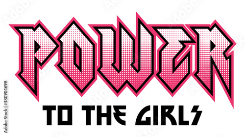 Pink Vector Power Girl Rock Slogan Apparel and Other Uses